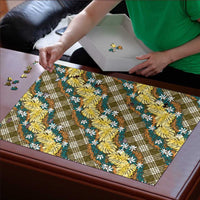 Polynesian Monstera Tiare Floral Puzzle Yellow Tropical Plaid LT01 - Polynesian Pride