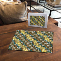 Polynesian Monstera Tiare Floral Puzzle Yellow Tropical Plaid LT01 - Polynesian Pride