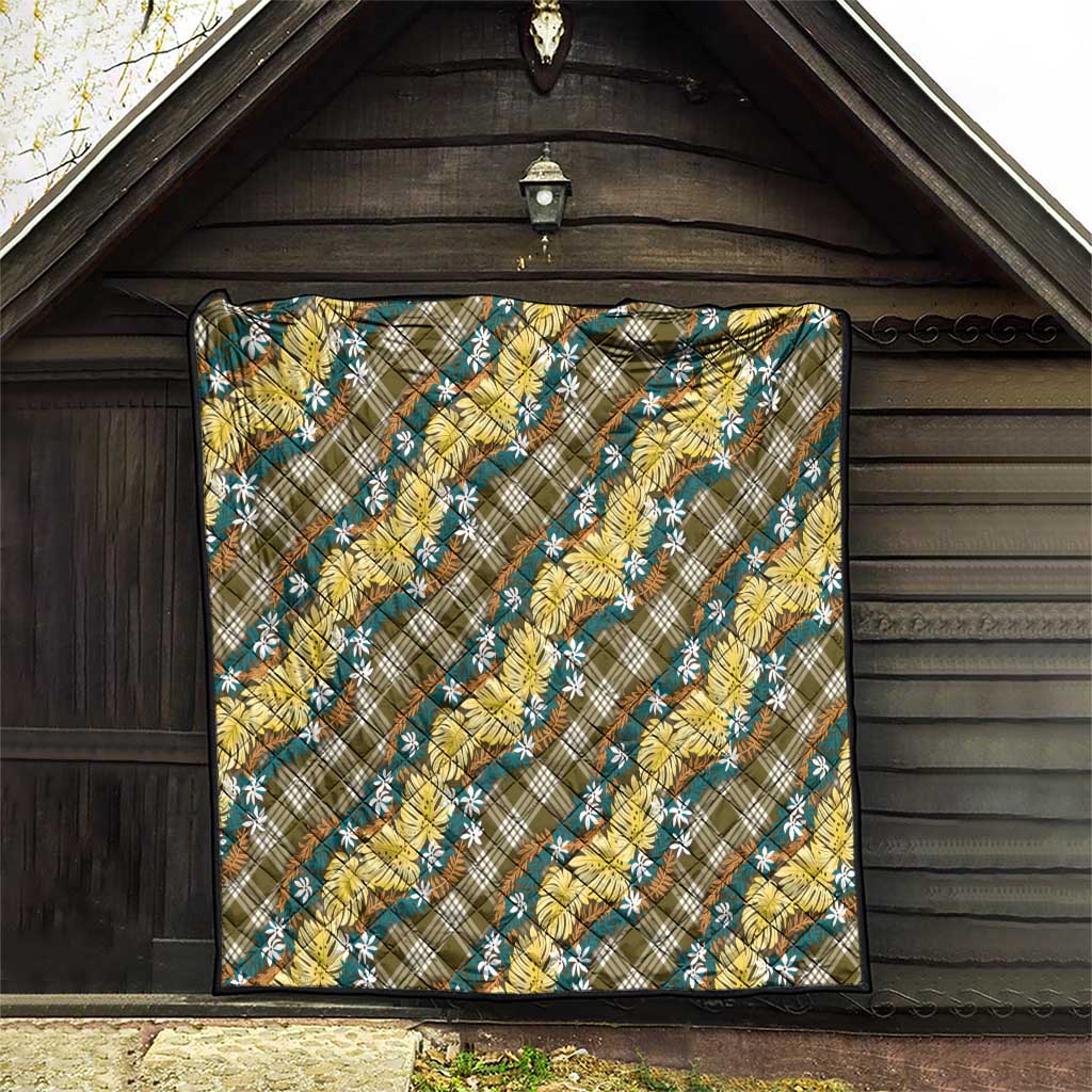 Polynesian Monstera Tiare Floral Quilt Yellow Tropical Plaid - Polynesian Pride