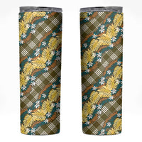 Polynesian Monstera Tiare Floral Skinny Tumbler Yellow Tropical Plaid LT01 Yellow - Polynesian Pride