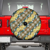 Polynesian Monstera Tiare Floral Spare Tire Cover Yellow Tropical Plaid - Polynesian Pride