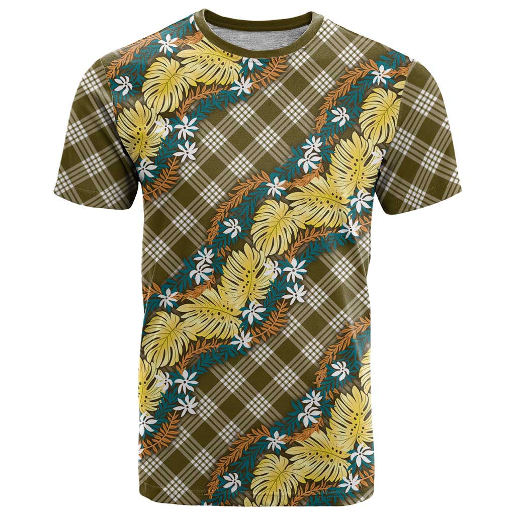 Polynesian Monstera Tiare Floral T Shirt Yellow Tropical Plaid LT01 Yellow - Polynesian Pride