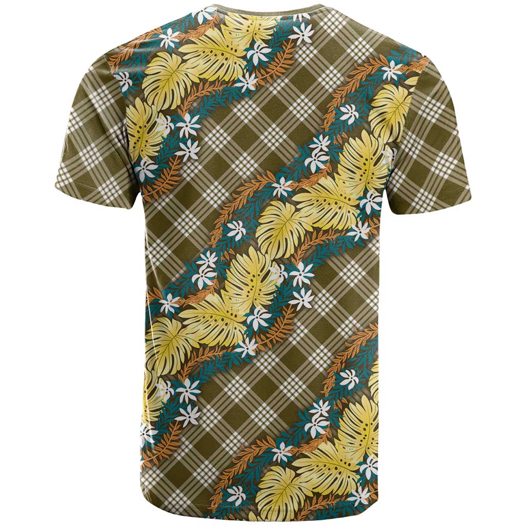 Polynesian Monstera Tiare Floral T Shirt Yellow Tropical Plaid LT01 - Polynesian Pride