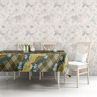 Polynesian Monstera Tiare Floral Tablecloth Yellow Tropical Plaid LT01 - Polynesian Pride