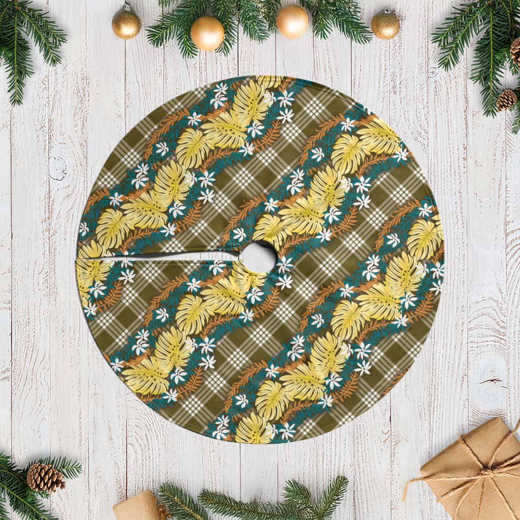 Polynesian Monstera Tiare Floral Tree Skirt Yellow Tropical Plaid LT01 Casual Yellow - Polynesian Pride