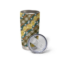Polynesian Monstera Tiare Floral Tumbler Cup Yellow Tropical Plaid LT01 - Polynesian Pride
