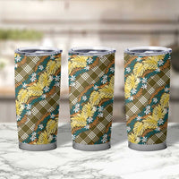 Polynesian Monstera Tiare Floral Tumbler Cup Yellow Tropical Plaid LT01 - Polynesian Pride