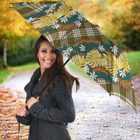 Polynesian Monstera Tiare Floral Umbrella Yellow Tropical Plaid LT01 - Polynesian Pride