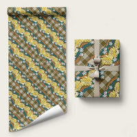 Polynesian Monstera Tiare Floral Wrapping Paper Yellow Tropical Plaid LT01 58" × 23" Yellow - Polynesian Pride