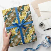 Polynesian Monstera Tiare Floral Wrapping Paper Yellow Tropical Plaid LT01 - Polynesian Pride