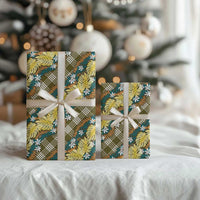 Polynesian Monstera Tiare Floral Wrapping Paper Yellow Tropical Plaid LT01 - Polynesian Pride