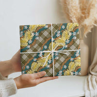 Polynesian Monstera Tiare Floral Wrapping Paper Yellow Tropical Plaid LT01 - Polynesian Pride