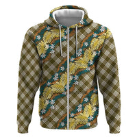Polynesian Monstera Tiare Floral Zip Hoodie Yellow Tropical Plaid LT01 Zip Hoodie Yellow - Polynesian Pride
