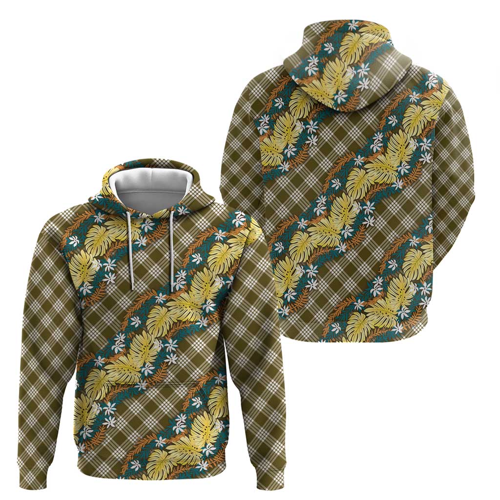 Polynesian Monstera Tiare Floral Zip Hoodie Yellow Tropical Plaid LT01 - Polynesian Pride
