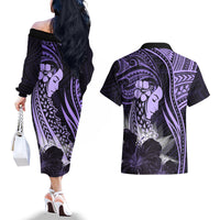 Polynesian Women Day 2024 Couples Matching Off The Shoulder Long Sleeve Dress and Hawaiian Shirt Hibiscus Girl Tribal LT01 - Polynesian Pride