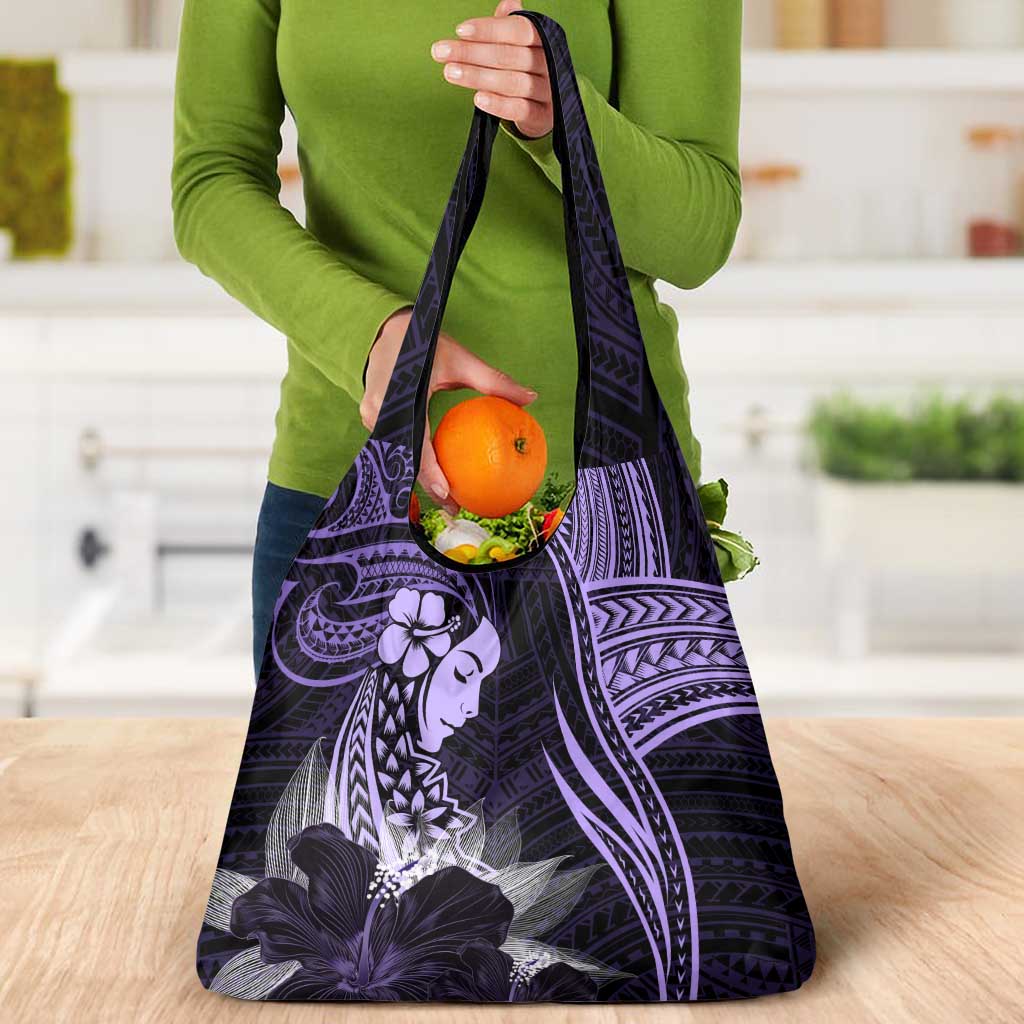 Polynesian Women Day 2024 Grocery Bag Hibiscus Girl Tribal LT01 - Polynesian Pride
