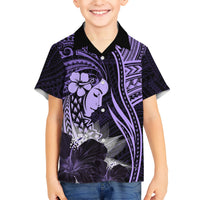 Polynesian Women Day 2024 Kid Hawaiian Shirt Hibiscus Girl Tribal LT01 Kid Purple - Polynesian Pride