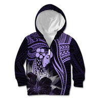 Polynesian Women Day 2024 Kid Hoodie Hibiscus Girl Tribal LT01 Zip Hoodie Purple - Polynesian Pride