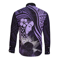 Polynesian Women Day 2024 Long Sleeve Button Shirt Hibiscus Girl Tribal LT01 - Polynesian Pride