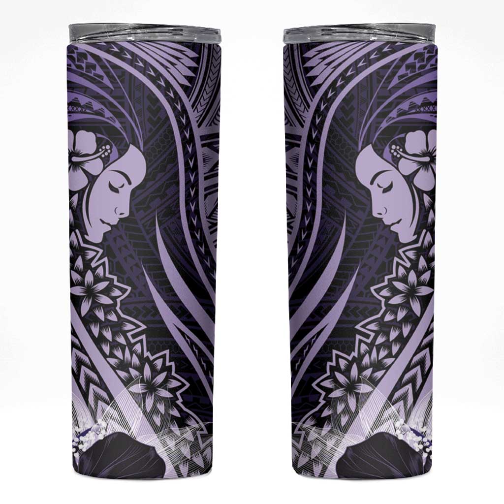 Polynesian Women Day 2024 Skinny Tumbler Hibiscus Girl Tribal