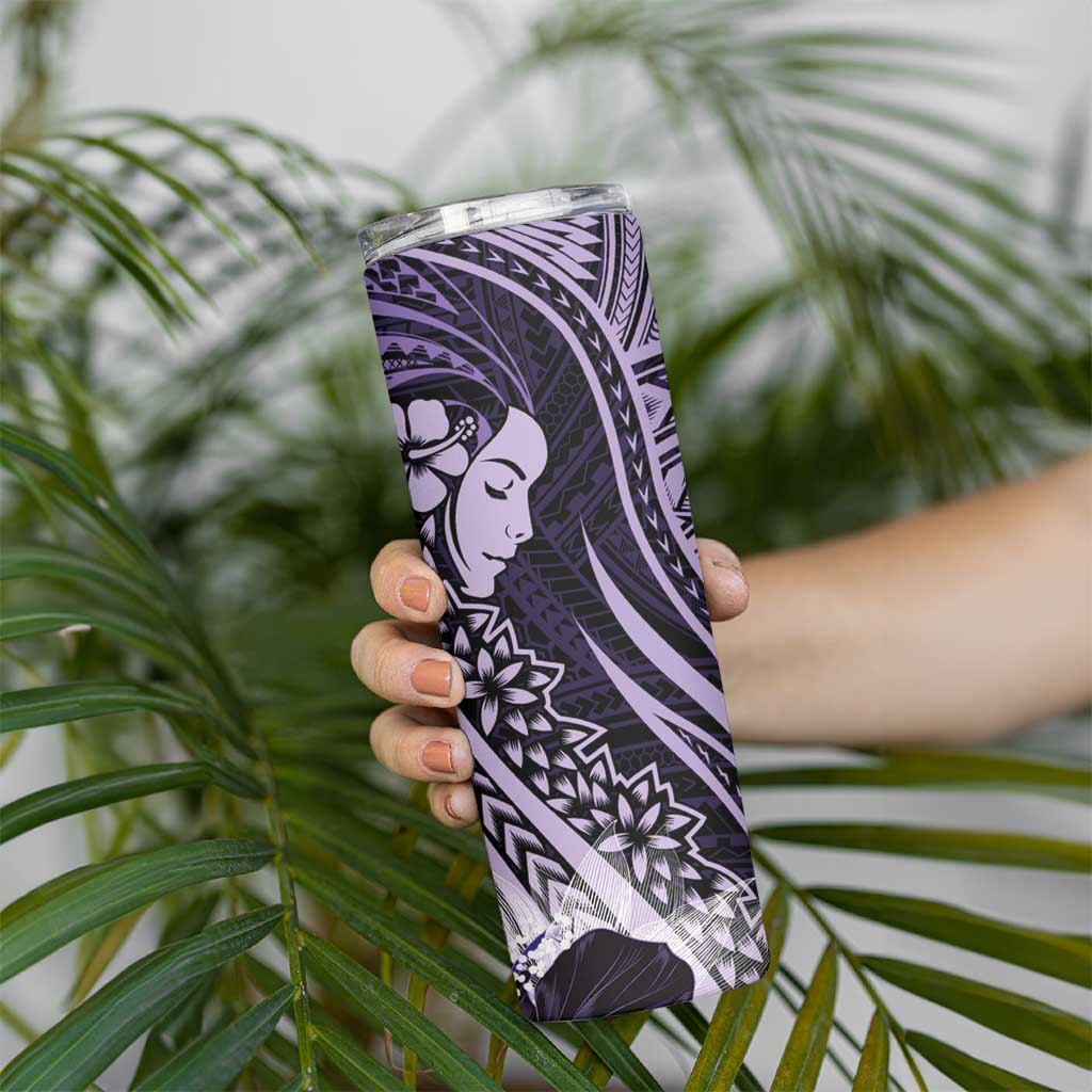 Polynesian Women Day 2024 Skinny Tumbler Hibiscus Girl Tribal