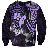 Polynesian Women Day 2024 Sweatshirt Hibiscus Girl Tribal LT01 Unisex Purple - Polynesian Pride