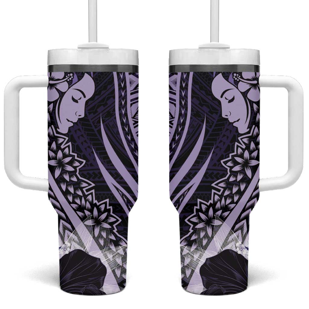 Polynesian Women Day 2024 Tumbler With Handle Hibiscus Girl Tribal LT01 One Size: 40 oz Purple - Polynesian Pride