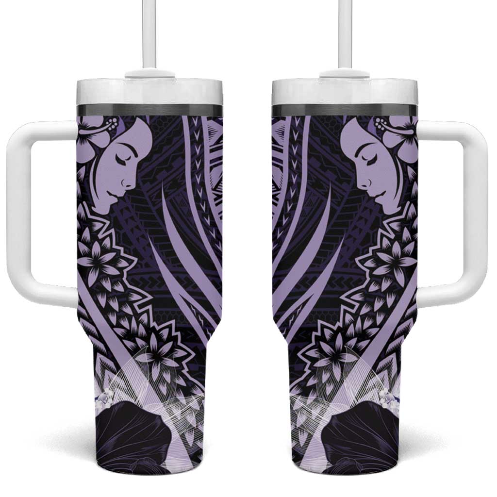 Polynesian Women Day 2024 Tumbler With Handle Hibiscus Girl Tribal