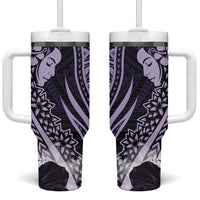 Polynesian Women Day 2024 Tumbler With Handle Hibiscus Girl Tribal LT01 One Size: 40 oz Purple - Polynesian Pride