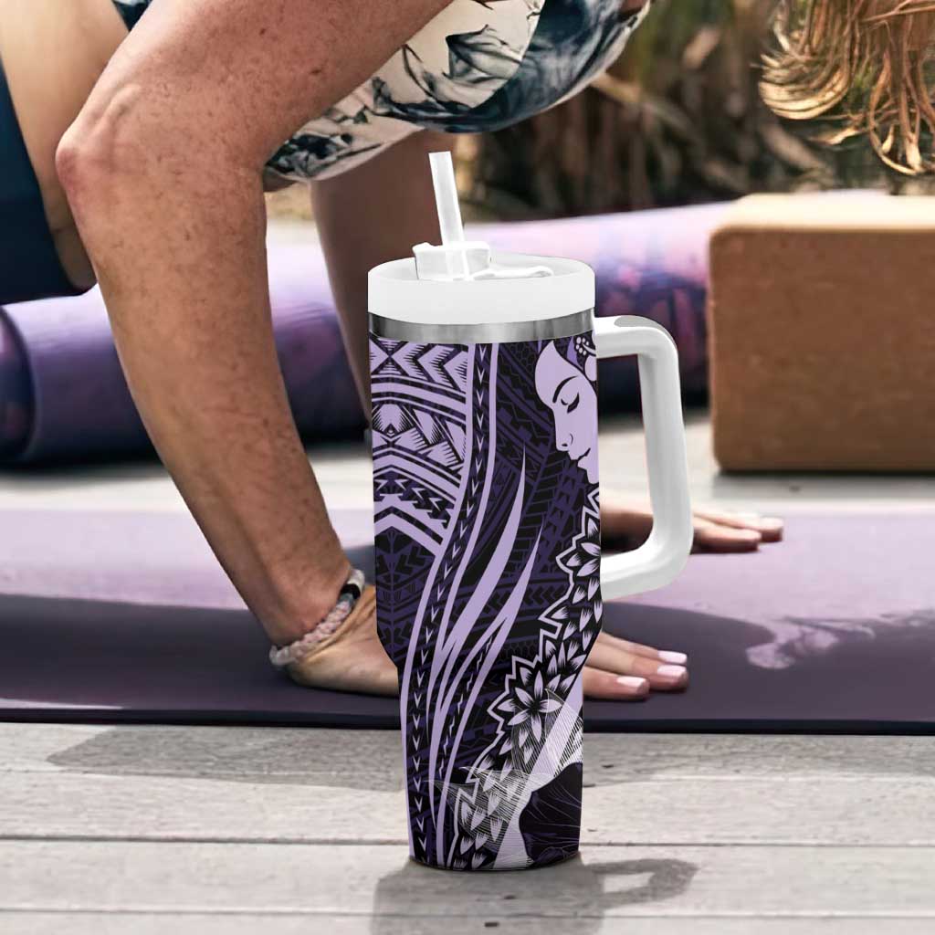 Polynesian Women Day 2024 Tumbler With Handle Hibiscus Girl Tribal LT01 - Polynesian Pride