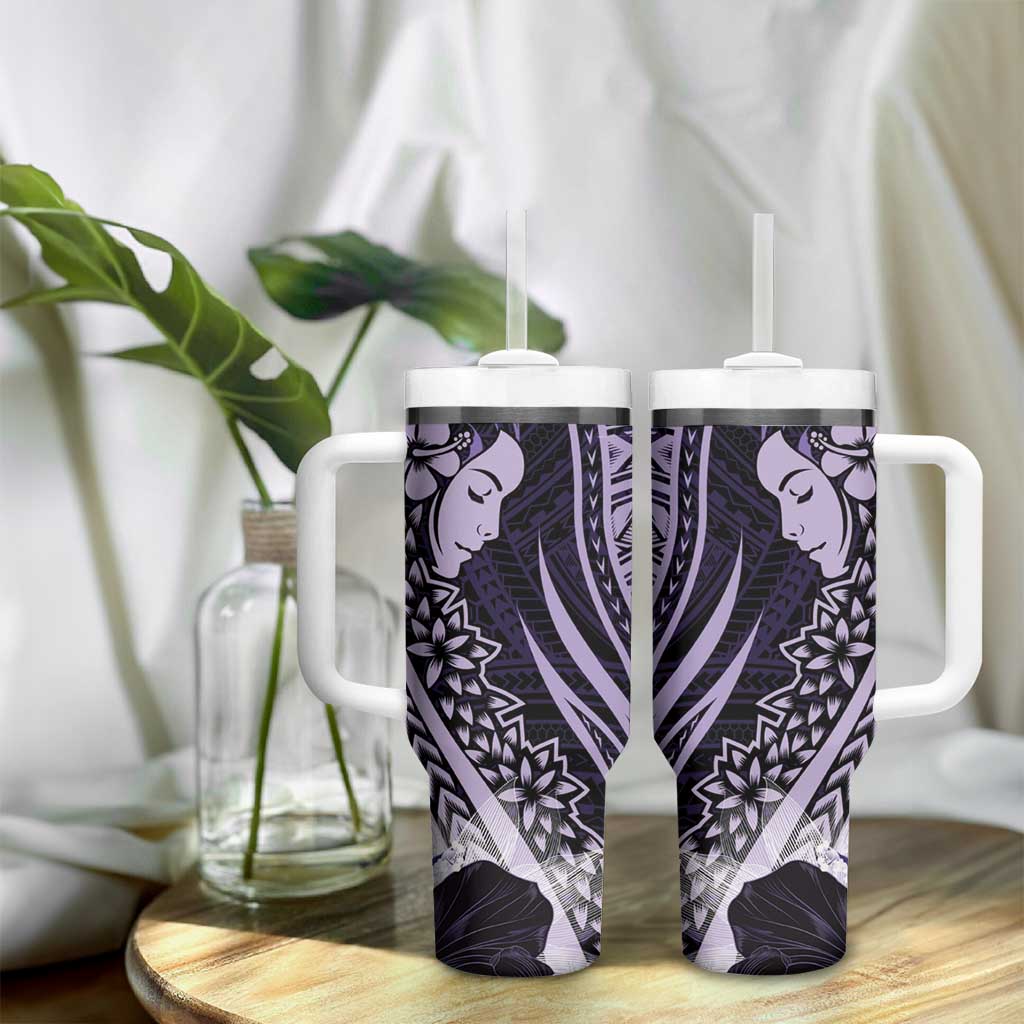 Polynesian Women Day 2024 Tumbler With Handle Hibiscus Girl Tribal LT01 - Polynesian Pride