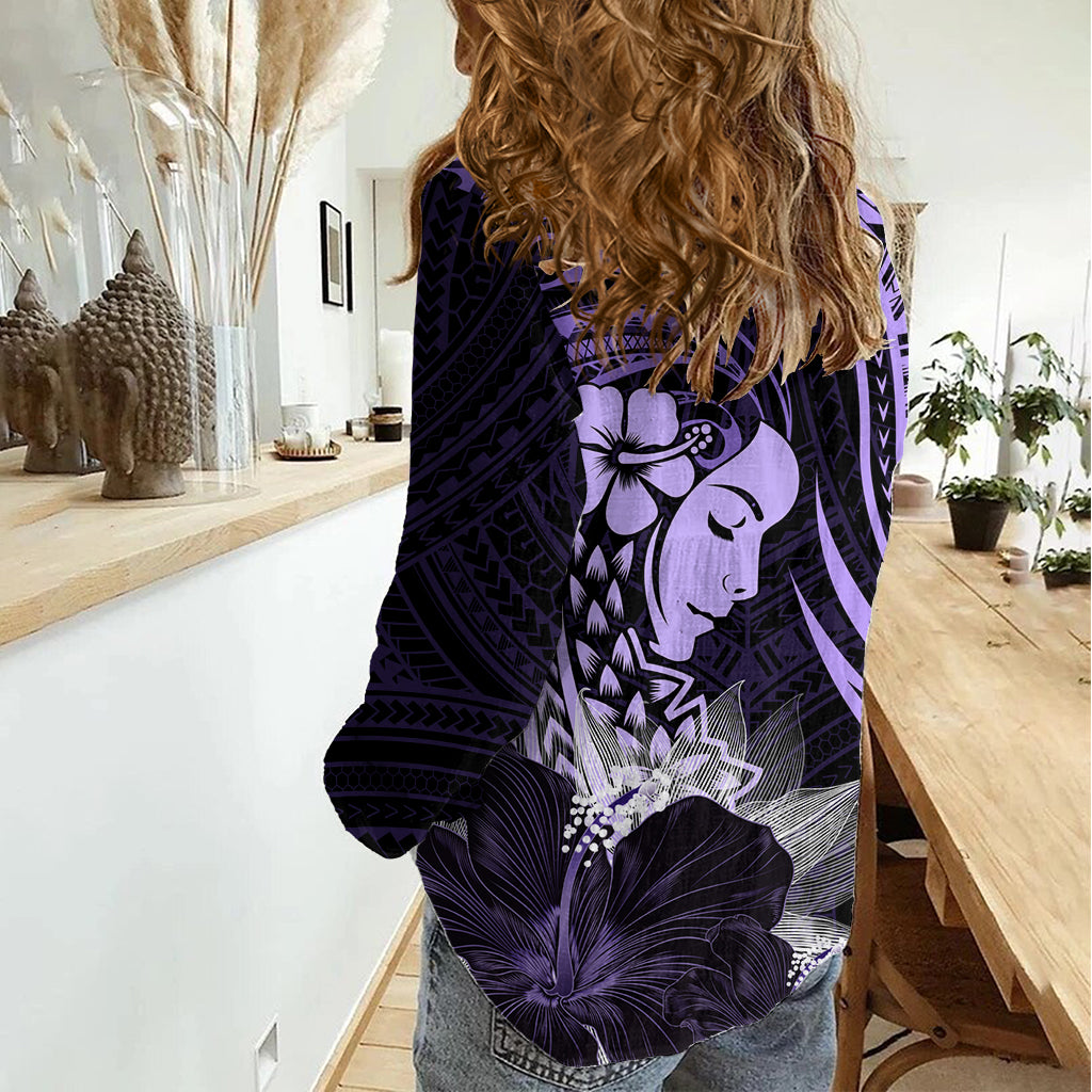 Polynesian Women Day 2024 Women Casual Shirt Hibiscus Girl Tribal LT01 - Polynesian Pride