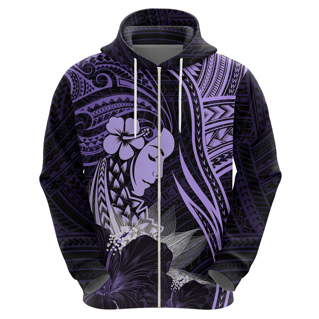 Polynesian Women Day 2024 Zip Hoodie Hibiscus Girl Tribal LT01 - Polynesian Pride
