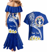 Northern Mariana Islands Commonwealth Day 2024 Couples Matching Mermaid Dress and Hawaiian Shirt Dolphin With Plumeria Flower LT01 - Polynesian Pride