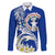 Northern Mariana Islands Commonwealth Day 2024 Family Matching Long Sleeve Bodycon Dress and Hawaiian Shirt Dolphin With Plumeria Flower LT01 Dad's Shirt - Long Sleeve Blue - Polynesian Pride