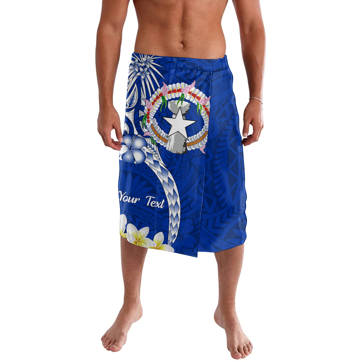 Northern Mariana Islands Commonwealth Day 2024 Lavalava Dolphin With Plumeria Flower LT01 Blue - Polynesian Pride