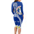 Northern Mariana Islands Commonwealth Day 2024 Long Sleeve Bodycon Dress Dolphin With Plumeria Flower LT01 - Polynesian Pride