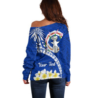 Northern Mariana Islands Commonwealth Day 2024 Off Shoulder Sweater Dolphin With Plumeria Flower LT01 - Polynesian Pride