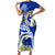 Northern Mariana Islands Commonwealth Day 2024 Short Sleeve Bodycon Dress Dolphin With Plumeria Flower LT01 Long Dress Blue - Polynesian Pride