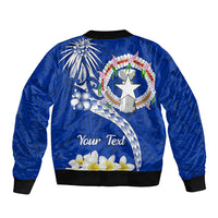 Northern Mariana Islands Commonwealth Day 2024 Sleeve Zip Bomber Jacket Dolphin With Plumeria Flower LT01 - Polynesian Pride