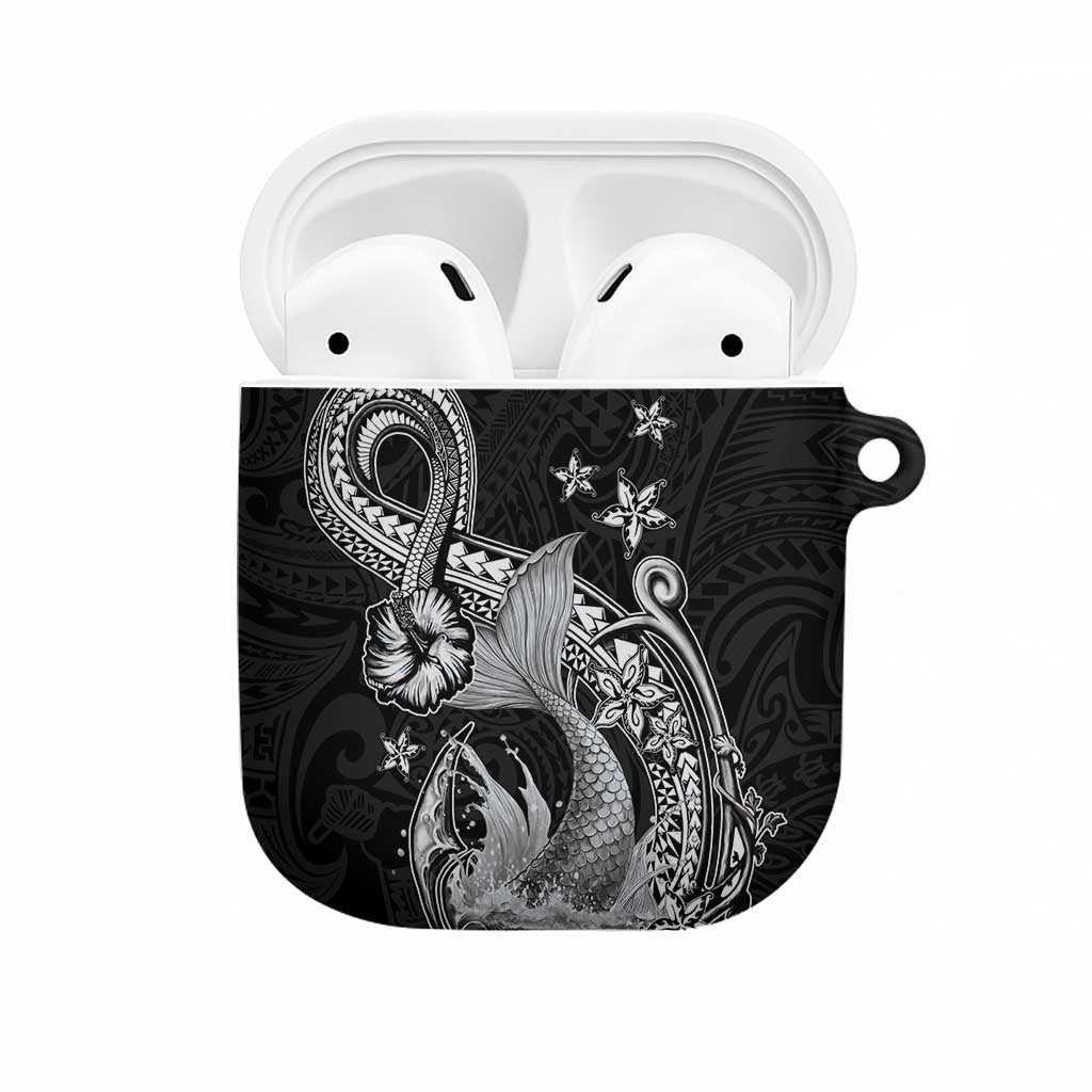 Hawaii Mermaid Monotone AirPods Case Polynesian Pattern Fish Hook