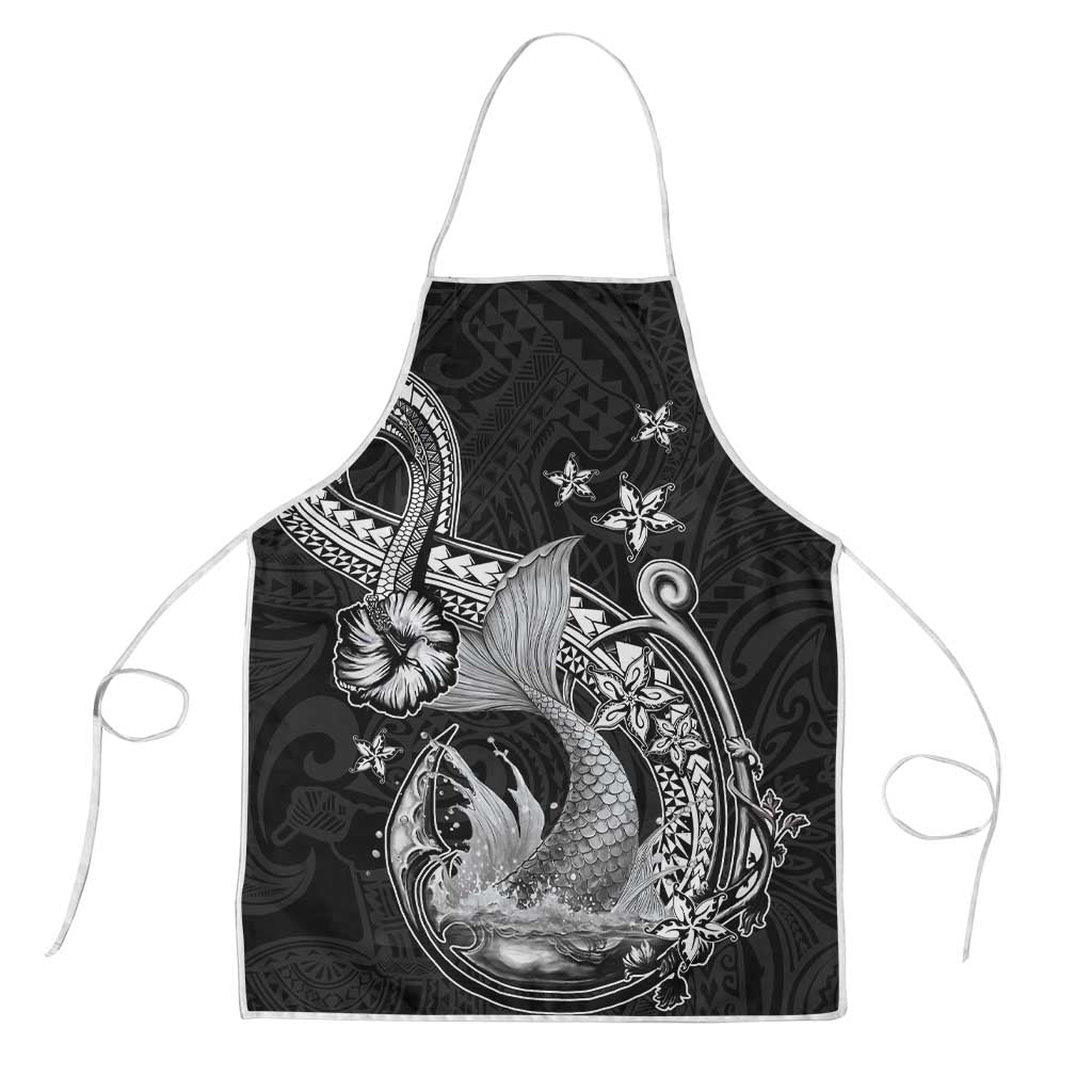 Hawaii Mermaid Monotone Apron Polynesian Pattern Fish Hook LT01 Black - Polynesian Pride