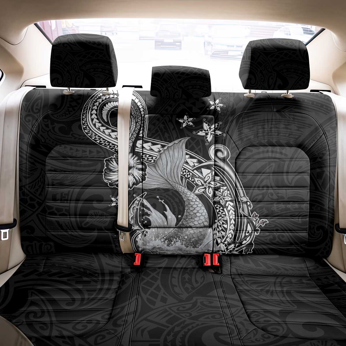 Hawaii Mermaid Monotone Back Car Seat Cover Polynesian Pattern Fish Hook LT01 - Polynesian Pride