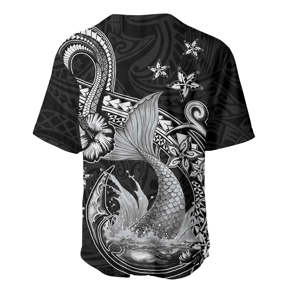 Hawaii Mermaid Monotone Baseball Jersey Polynesian Pattern Fish Hook LT01 - Polynesian Pride