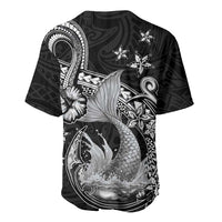 Hawaii Mermaid Monotone Baseball Jersey Polynesian Pattern Fish Hook LT01 - Polynesian Pride