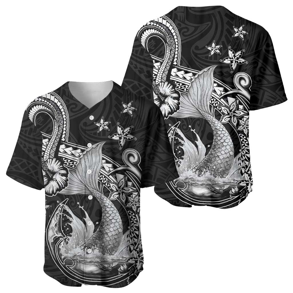 Hawaii Mermaid Monotone Baseball Jersey Polynesian Pattern Fish Hook LT01 - Polynesian Pride