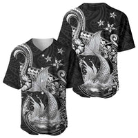 Hawaii Mermaid Monotone Baseball Jersey Polynesian Pattern Fish Hook LT01 - Polynesian Pride