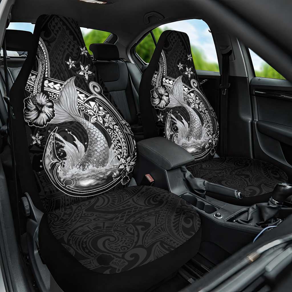 Hawaii Mermaid Monotone Car Seat Cover Polynesian Pattern Fish Hook LT01 One Size Black - Polynesian Pride