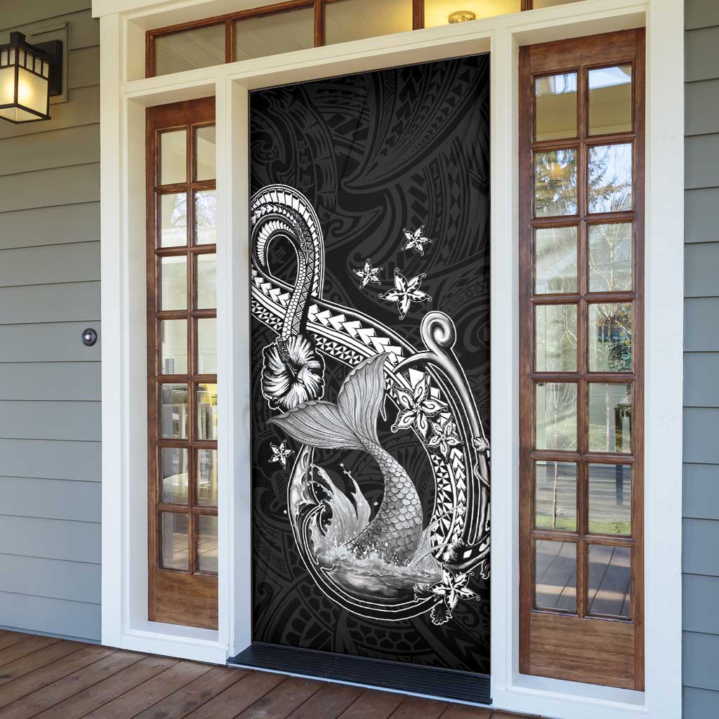 Hawaii Mermaid Monotone Door Cover Polynesian Pattern Fish Hook LT01 - Polynesian Pride