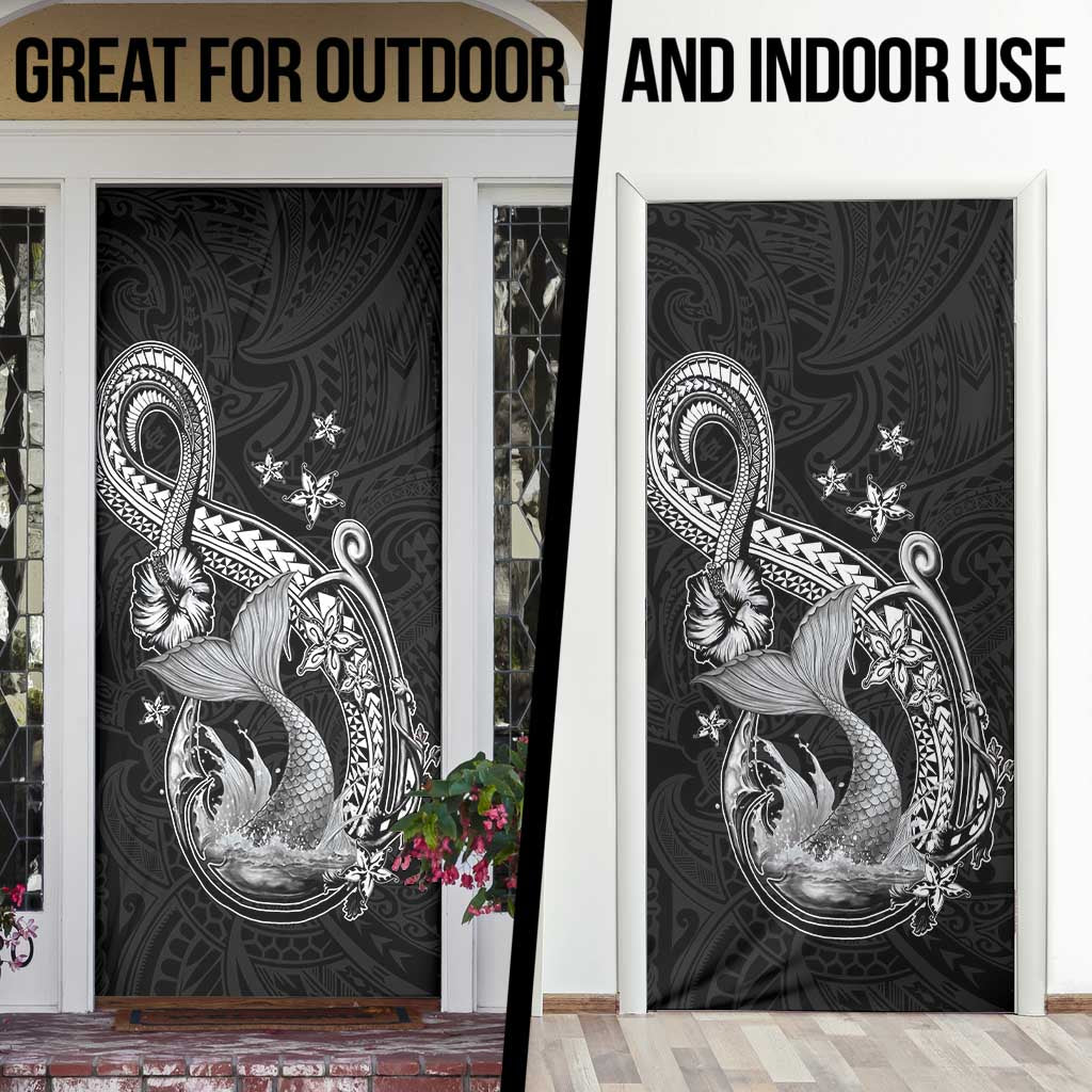 Hawaii Mermaid Monotone Door Cover Polynesian Pattern Fish Hook LT01 - Polynesian Pride